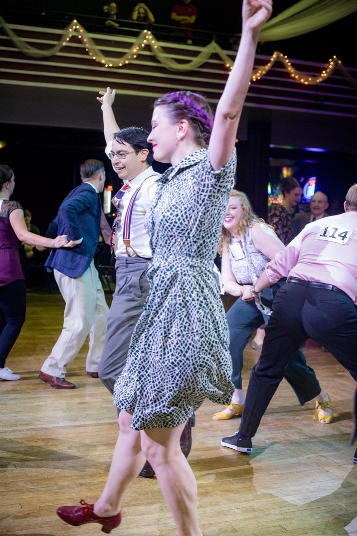 Andrew Selzer and Andrea Byrnes competing at Nevermore Jazz Ball 2018